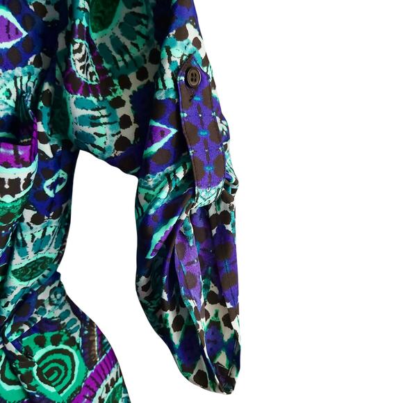 Anthropologie Maeve Frequencies‎ Shirt Dress Blue Purple Black Women's X Small - Picture 8 of 12